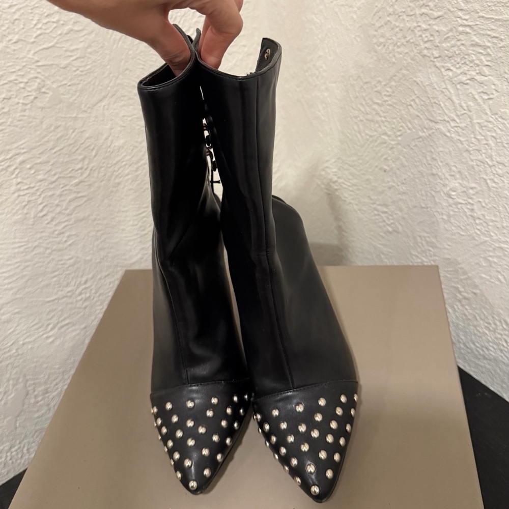 Elegant Black Studded Heeled Boots